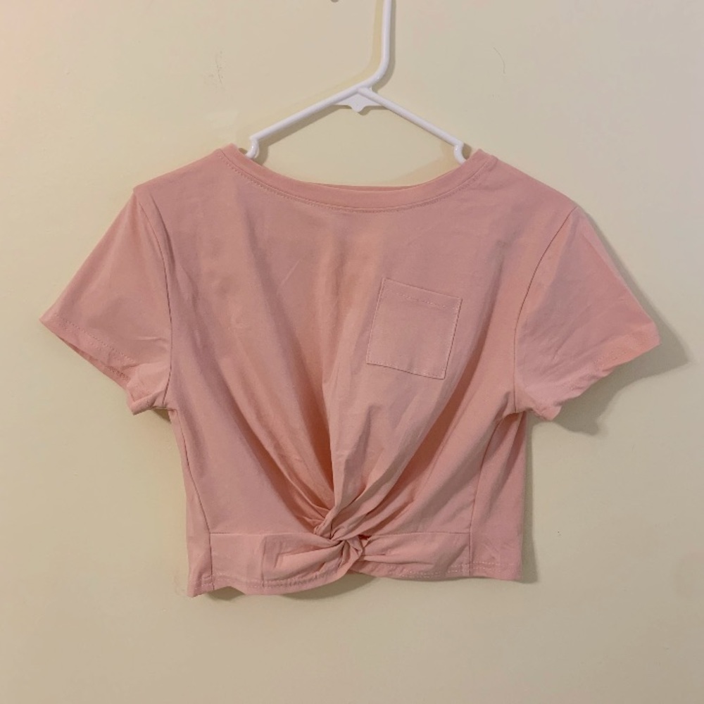 ROMWE pink crop top with knot in front size small
